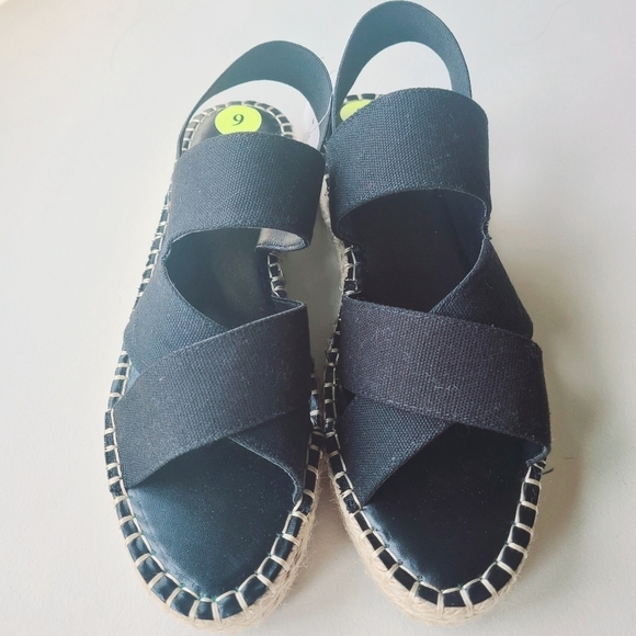 DKNY Black strappy Platform Espadrille Sandals Size 9 NWT - Picture 6 of 9